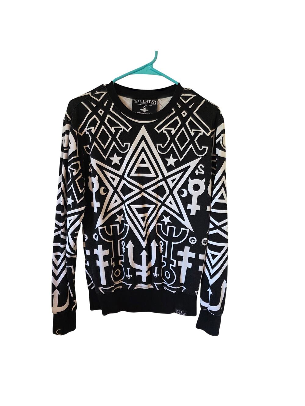 Killstar Pentagon Occult Sweatshirt Size Medium Black White Goth